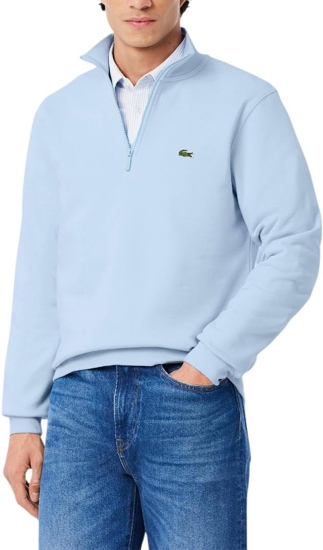 

Lacoste мужская толстовка Core Collection Regular Fit с молнией и воротником-стойкой, Light Blue