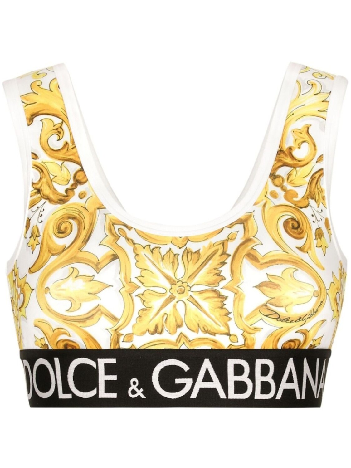 

Dolce & Gabbana укороченный топ с принтом Majolica, желтый
