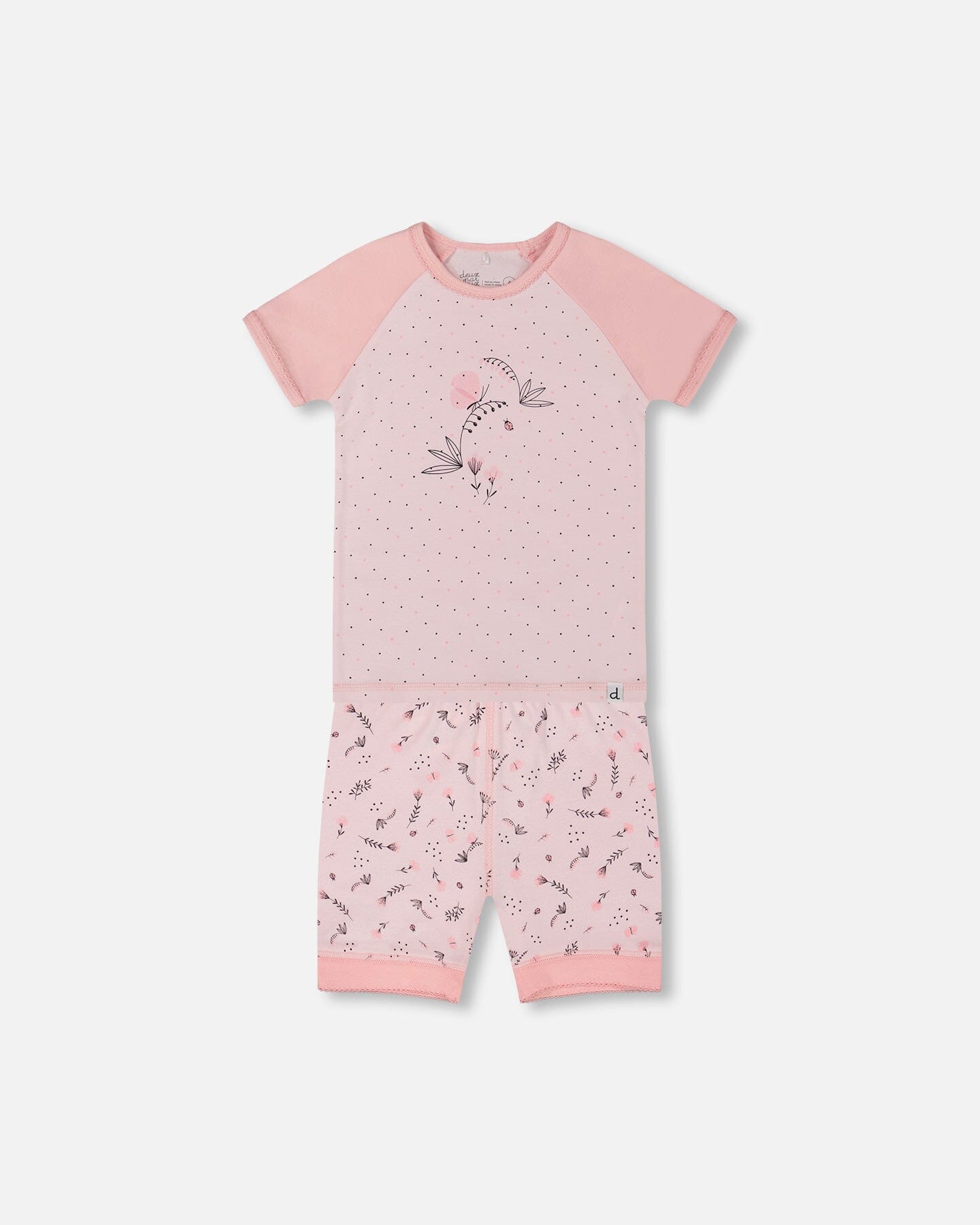 

Короткий пижамный комплект из двух частей из органического хлопка Deux par Deux, бледно-розовый