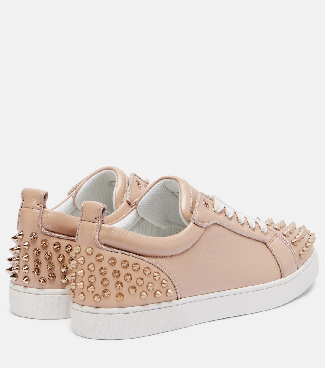 Кожаные кроссовки Louise Junior Spikes Christian Louboutin, Leche/Leche — фото 2
