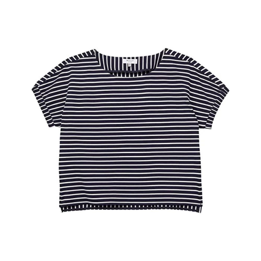 Детский топ Milly Minis Julie, синий в полоску, вязаный, с коротким рукавом, цвет RED518 — фото 4