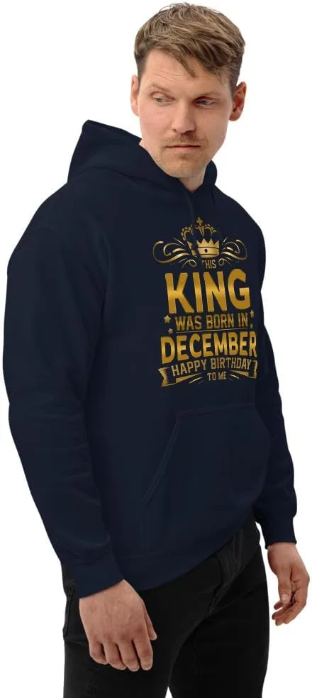 Толстовка Unisex This King Was Born In December Happy Birthday To Me, футболка Funny King of December Celebrate Your Birthday Generic, темно-синий — фото 4
