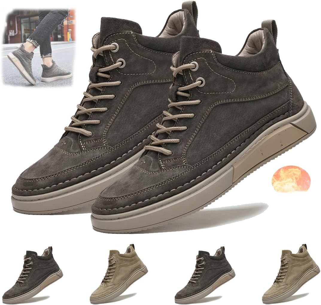 

Замшевые кроссовки для мужчин, повседневные кроссовки из кожи, мягкие для ходьбы, противоскользящие, дышащие, для вождения, легкие кеды, комфортные кожаные скелетные кроссовки Generic, коричневый