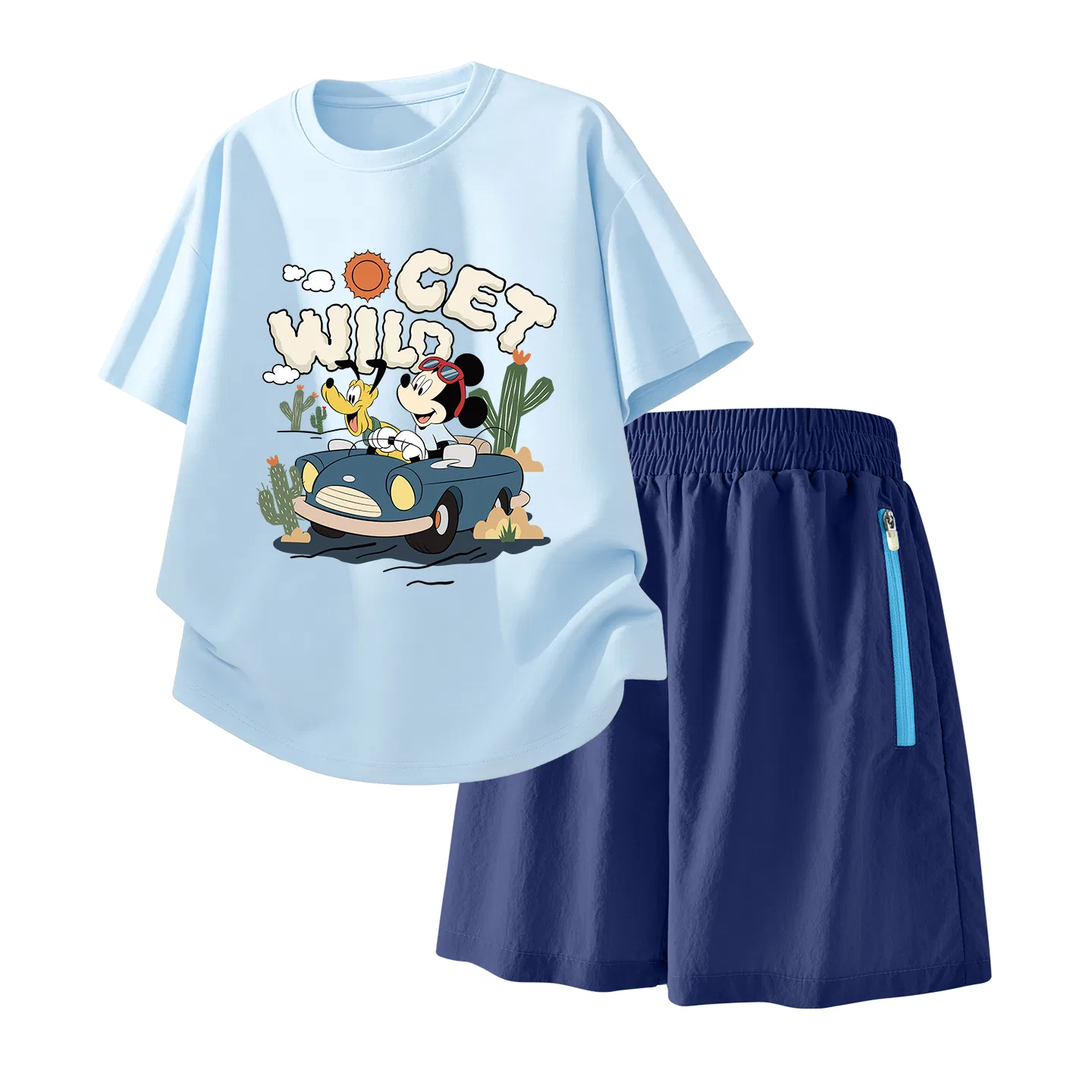 Детский спортивный костюм Casual Sportswear 2 Piece Set Disney, Di Yan Yang Cheese Yellow+Solid Color Camellia Green — фото 4
