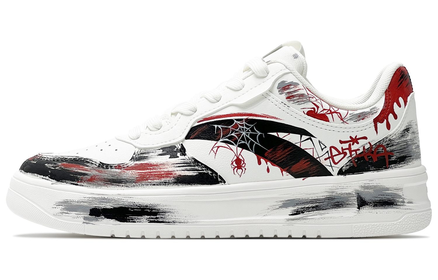 

Антискользящие амортизирующие износостойкие низкие скейтерские кроссовки Anta Life Collection мужские черно-бело-красные