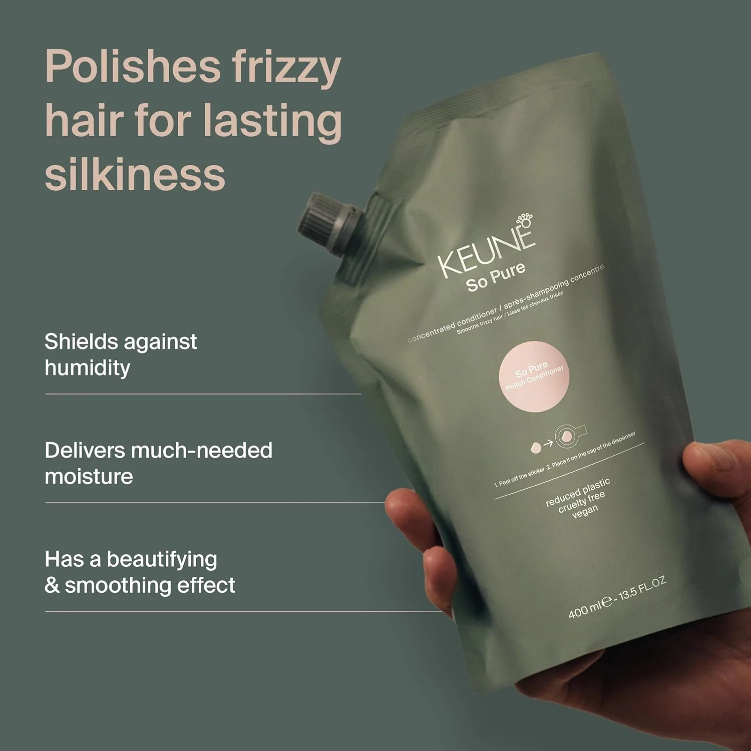 Сменный блок кондиционера для ногтей KEUNE So Pure Polish, формула против пушистости и разглаживания, 13, 5 жидких унций — фото 3