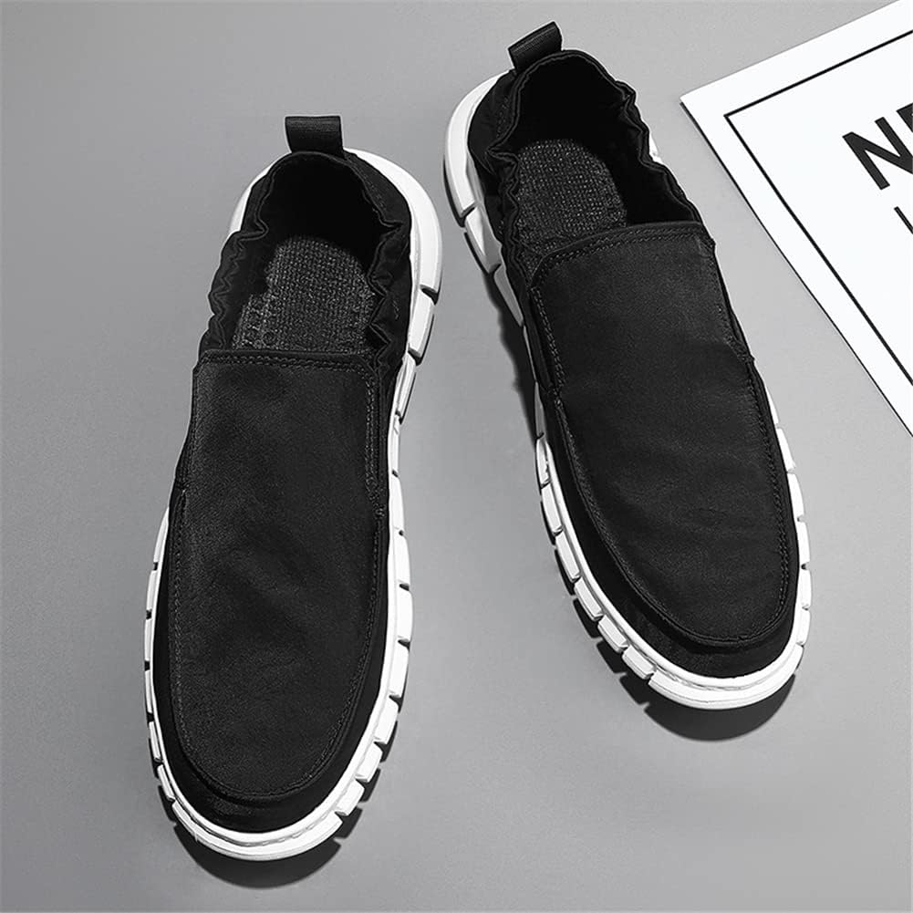 Мужские слипоны LLTMALL из ткани для вождения, повседневная обувь для прогулок, удобные мокасины, черный — фото 3