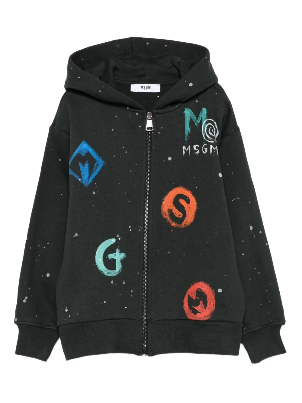 

Толстовка с капюшоном на молнии с логотипом MSGM Kids, черный