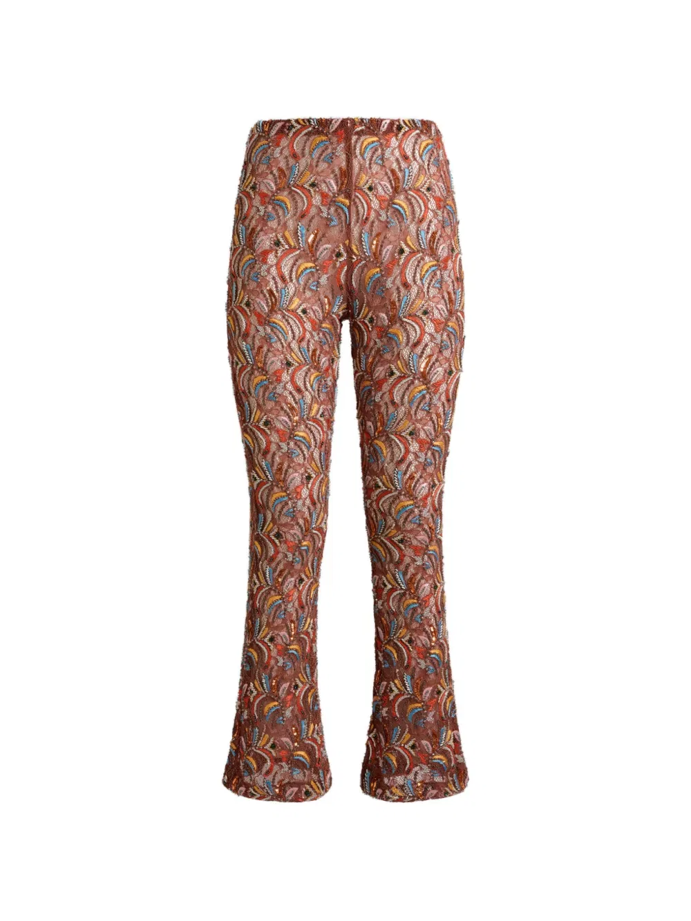 Брюки с кружевной отделкой Etro, коричневый