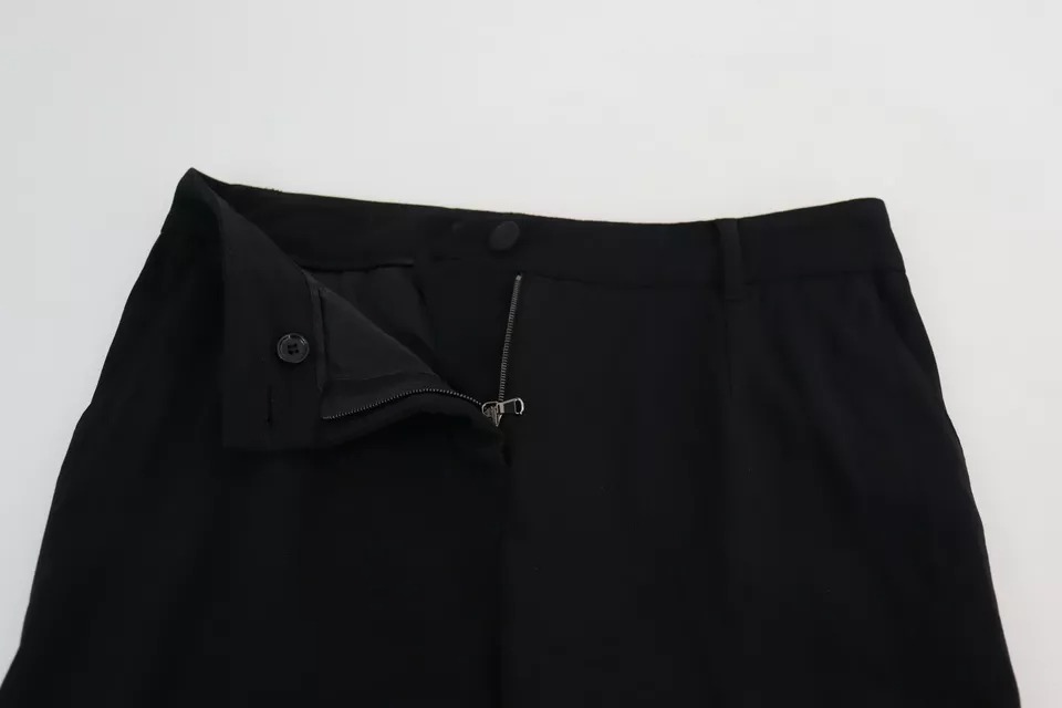 Черные эластичные узкие брюки из натуральной шерсти Dolce & Gabbana — фото 4