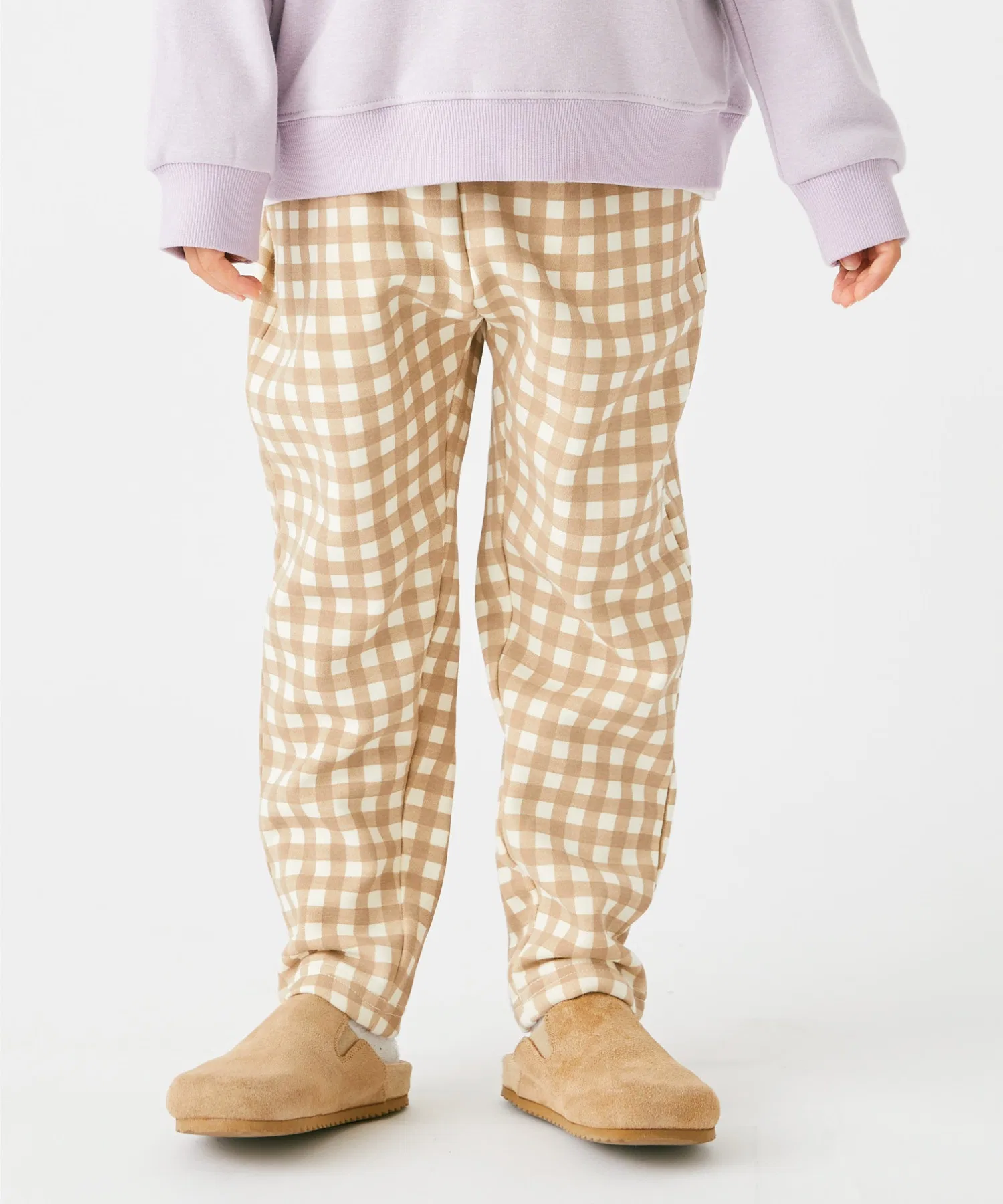 Детские брюки с начёсом ever closet Анkle Tapered с узором коричневые