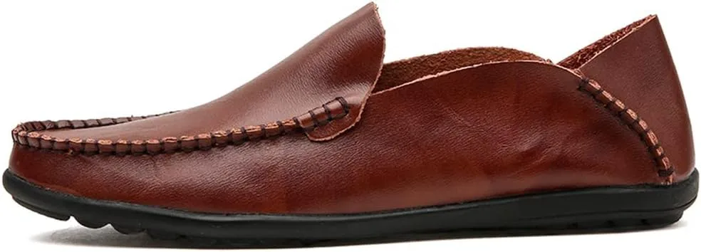 Мокасины для мужчин Smoking Loafer Простые легкие кожаные противоскользящие гибкая плоская подошва Повседневные слипоны (Цвет: красный, Размер: 8) EVSER — фото 2