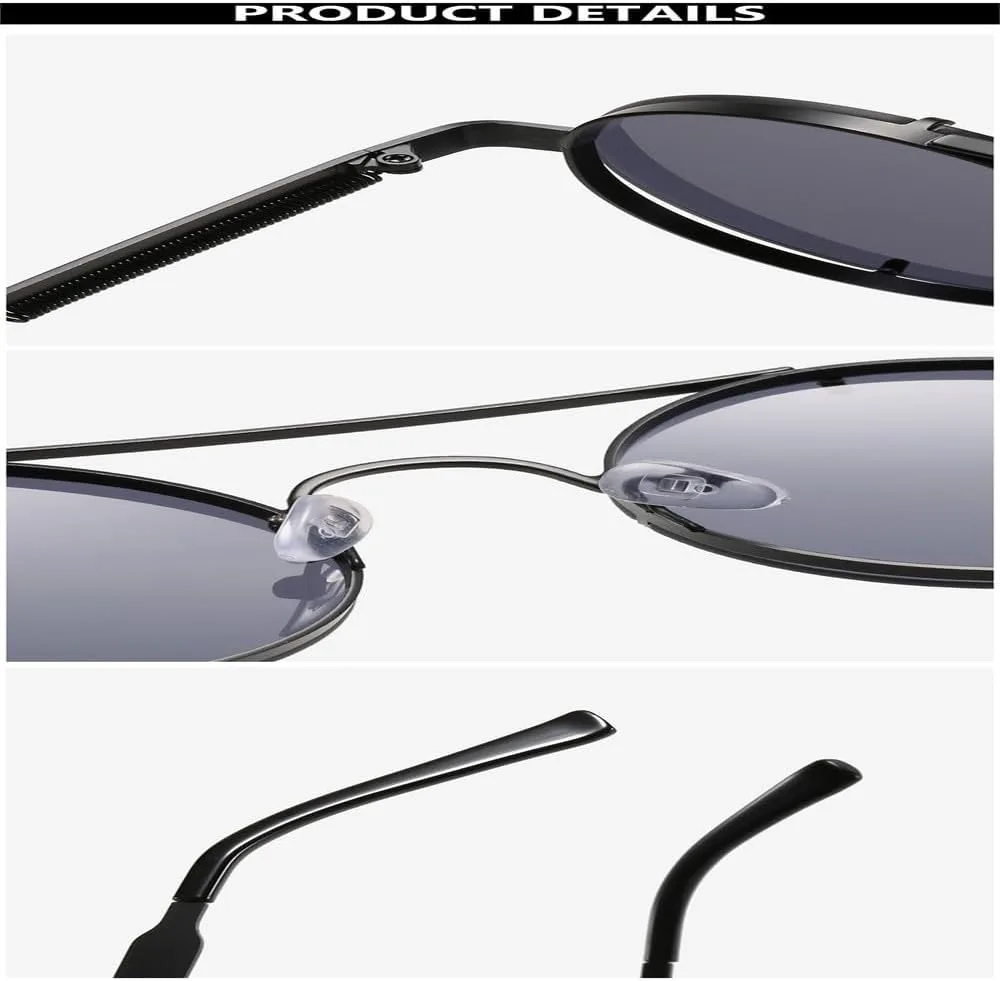 

Металлические круглые солнцезащитные очки в стиле стимпанк без оправы для женщин, модные винтажные солнцезащитные очки для мужчин KTUCN, Silver Blue Mirror