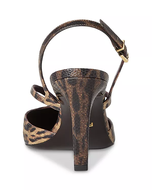 Женские туфли на высоком каблуке Fendi Fold с принтом и ремешком на пятке из карунга. Fendi, коричневый — фото 4