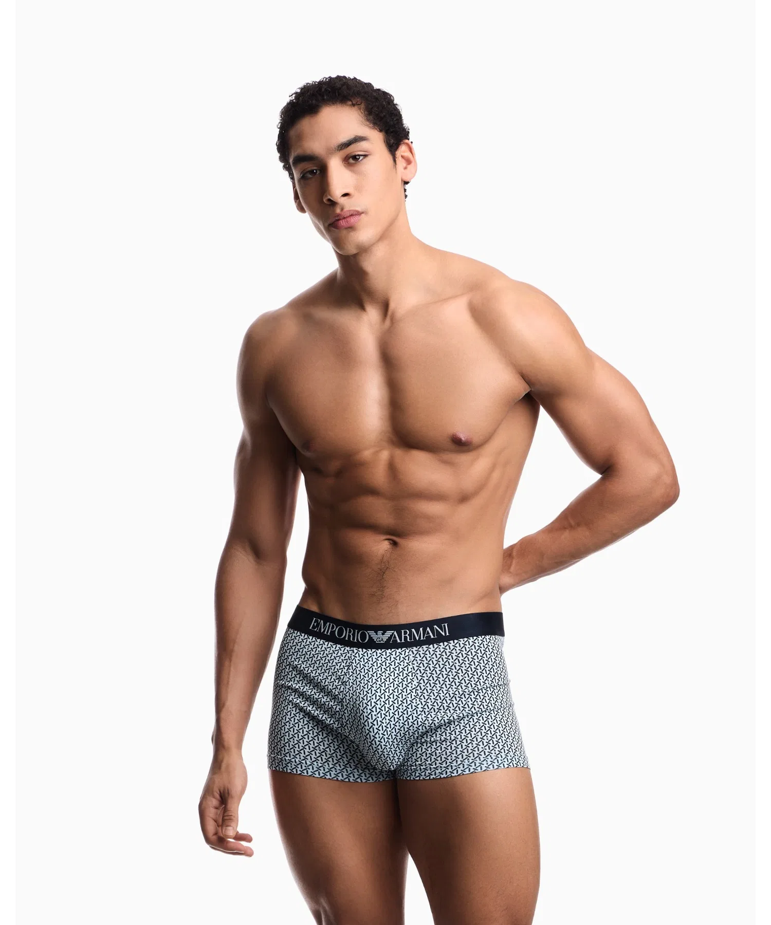 <Эксклюзивно онлайн> [Emporio Armani] Боксерские шорты, комплект из 2 штук, трикотажная ткань с комбинированным принтом — фото 3