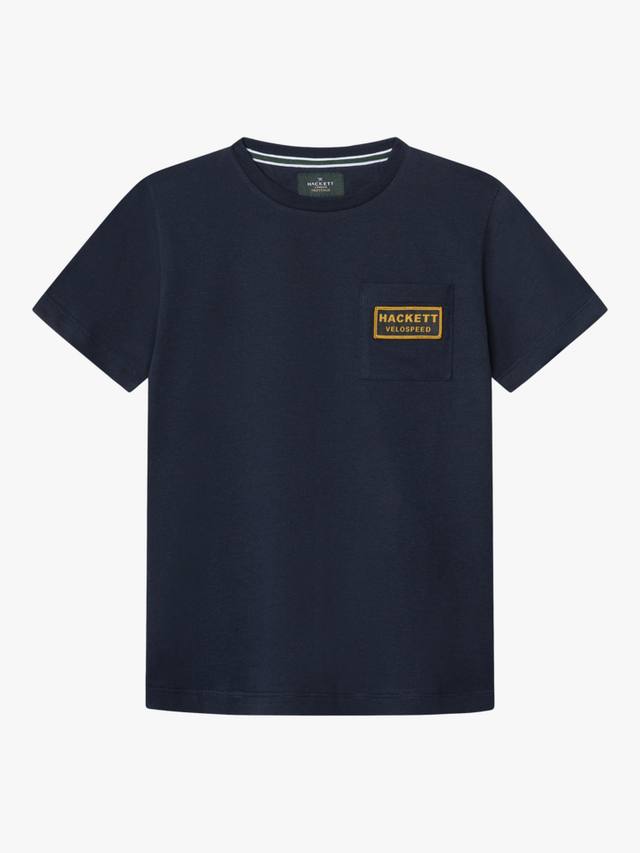 

Детская хлопковая футболка с коротким рукавом и карманом Hackett London, Midnight Blue