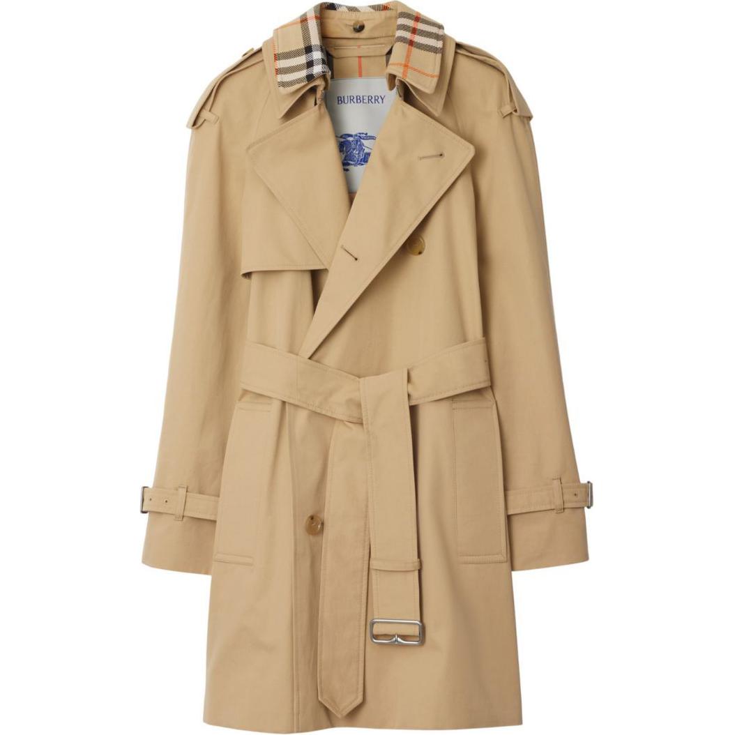

Burberry Винтажное клетчатое хлопковое пальто тренч, Beige