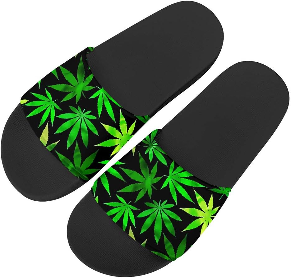 

Женские и мужские модные шлепанцы Binienty, нескользящие летние тапочки для ванной, дома, бассейна и пляжа, Marijuana Leaves