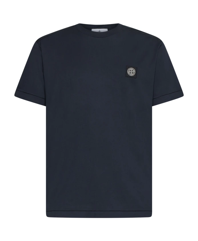 

Хлопковая футболка с нашивкой логотипом Stone Island, синий