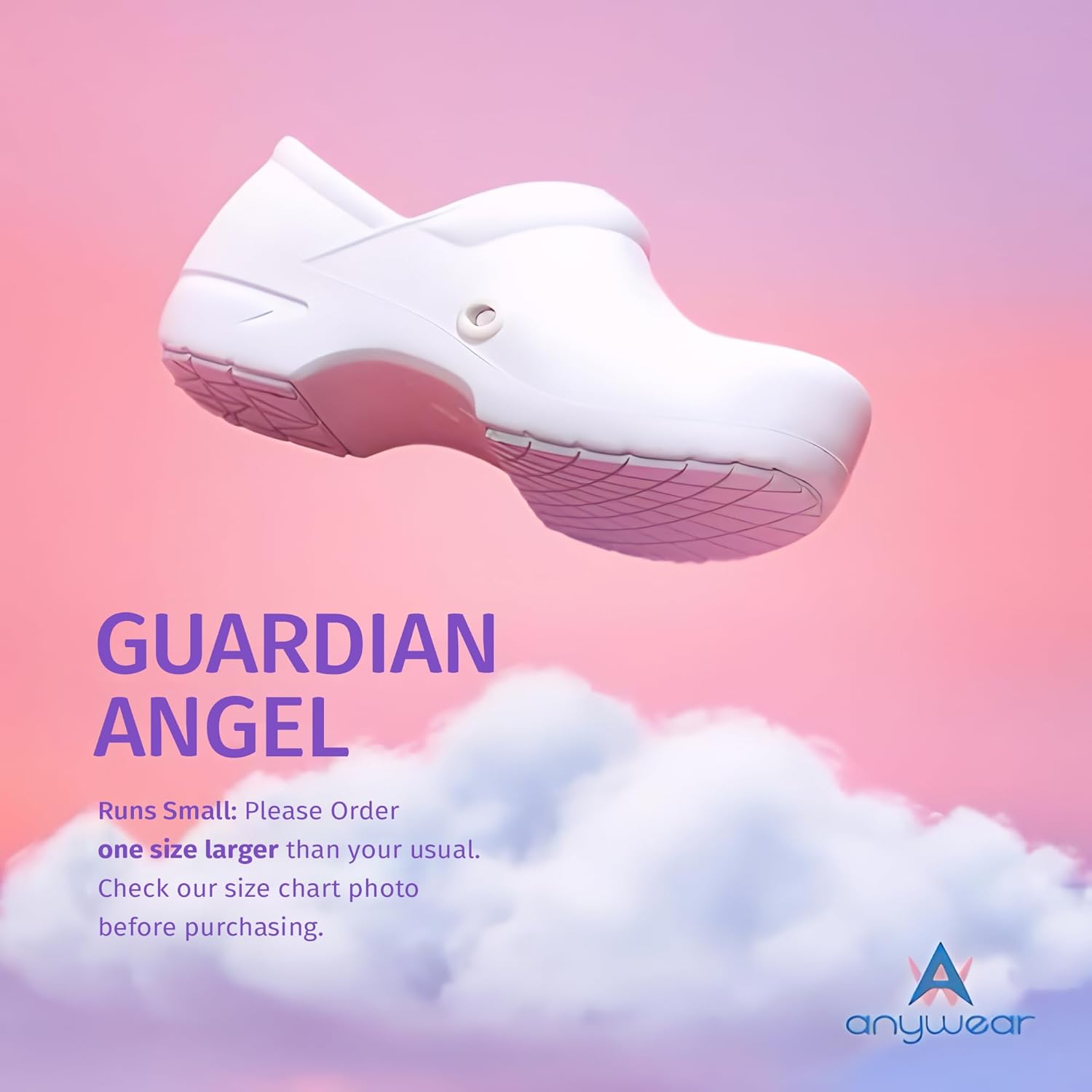 Медицинские сабо Anywear Guardian Angel с удобной посадкой - противоскользящая рабочая обувь - легкие медицинские туфли - водостойкие сабо для женщин и мужчин, белый — фото 2