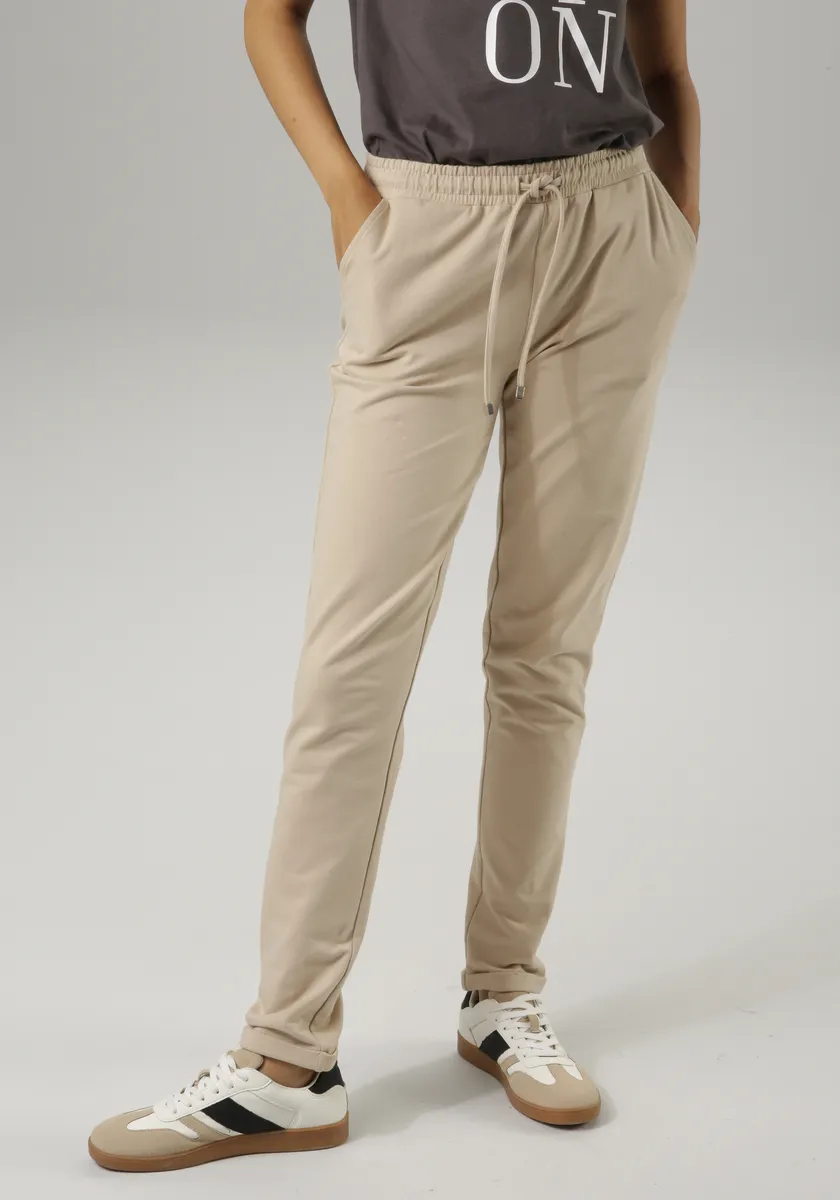 

Брюки Aniston CASUAL без застежки с лейблом ANISTON сбоку - НОВАЯ КОЛЛЕКЦИЯ, бежевый