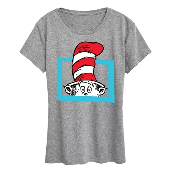 

Женская футболка с принтом "Кот в шляпе" Dr Seuss Licensed Character, серый
