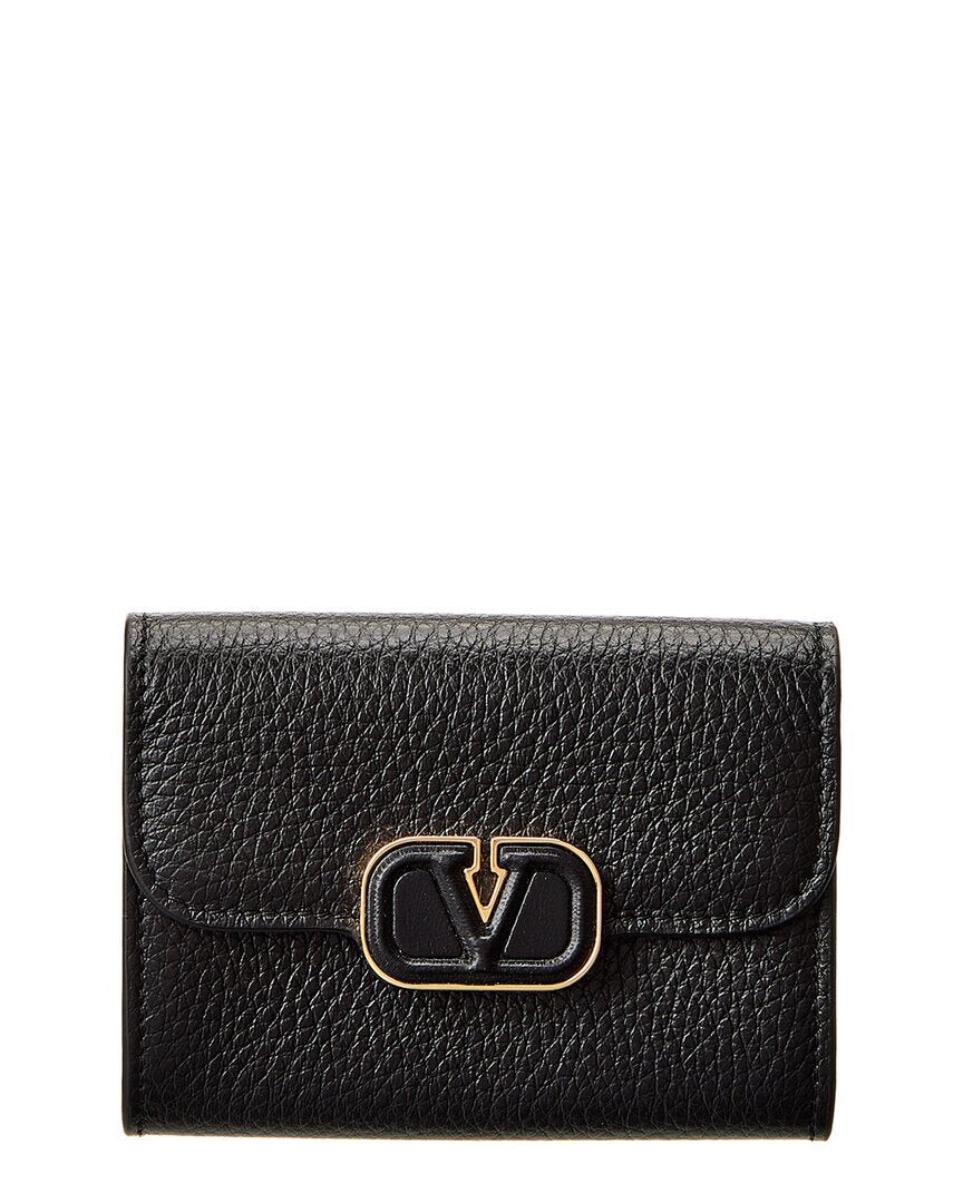 

Компактный кожаный кошелек Valentino VLogo, черный