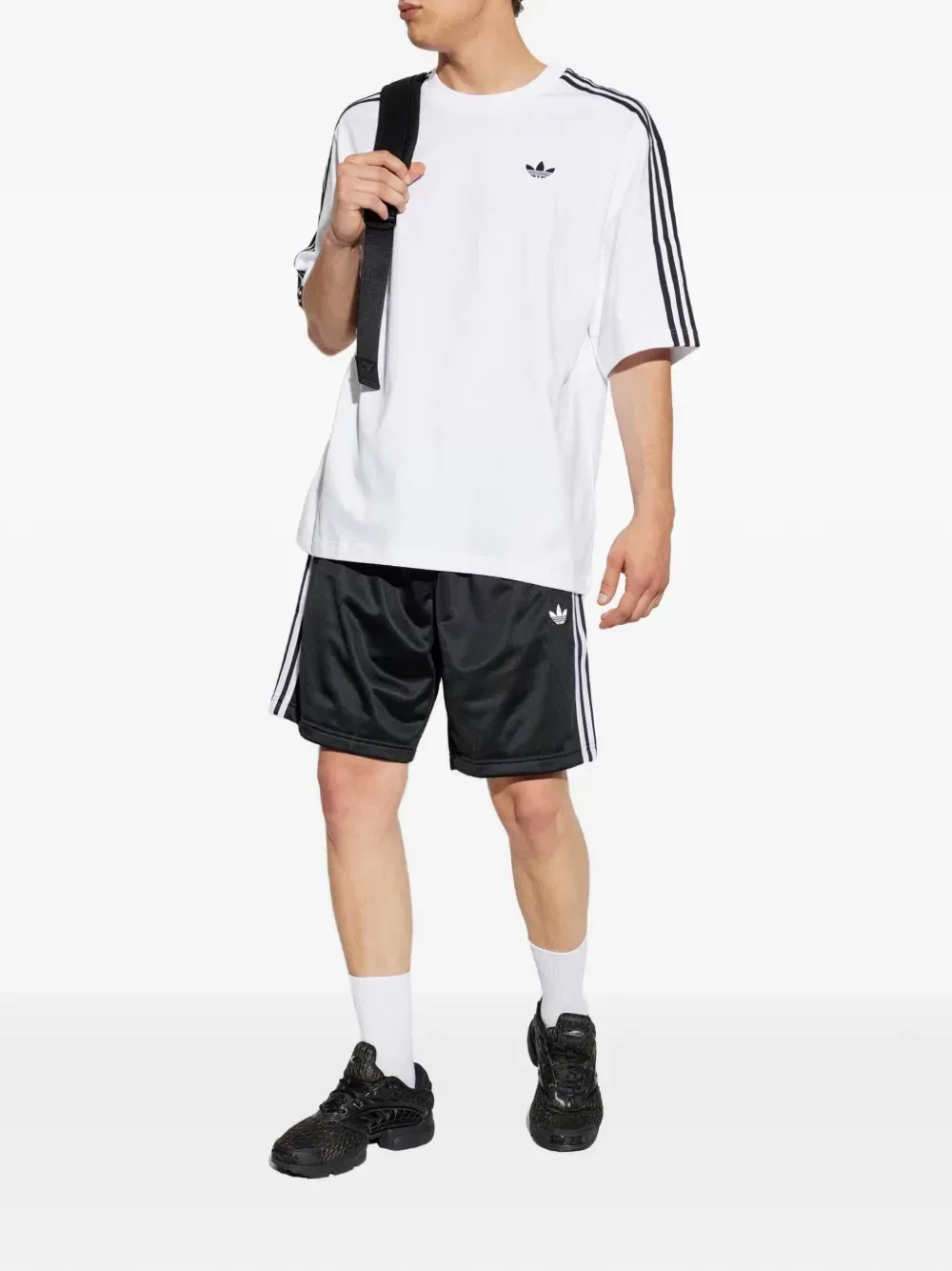 Шорты с логотипом на лампасах Adidas, черный — фото 2