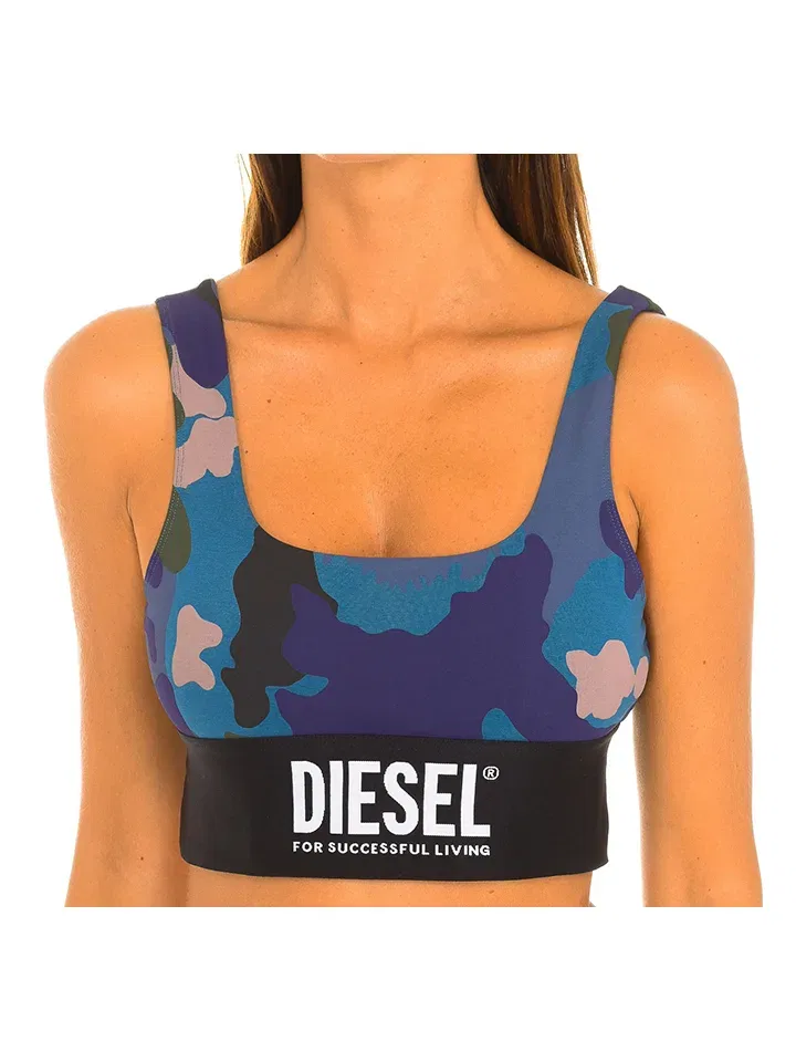 Спортивный бюстгальтер с камуфляжным принтом Diesel, синий