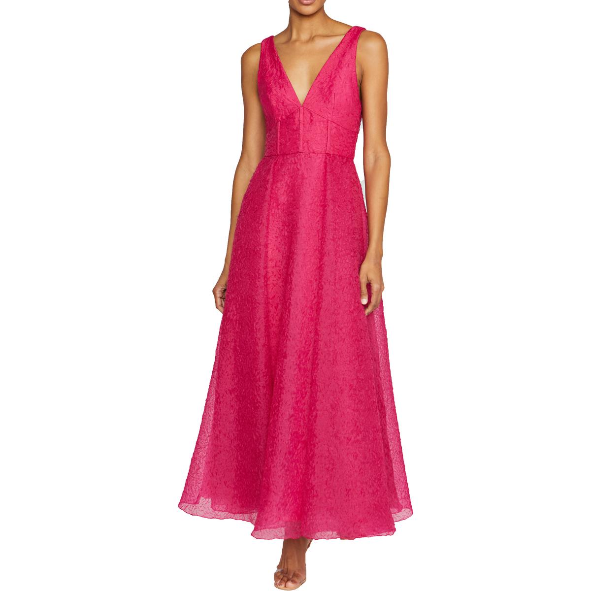 

Женское плиссированное платье миди длины «чай» ML Monique Lhuillier, цвет cerise pink