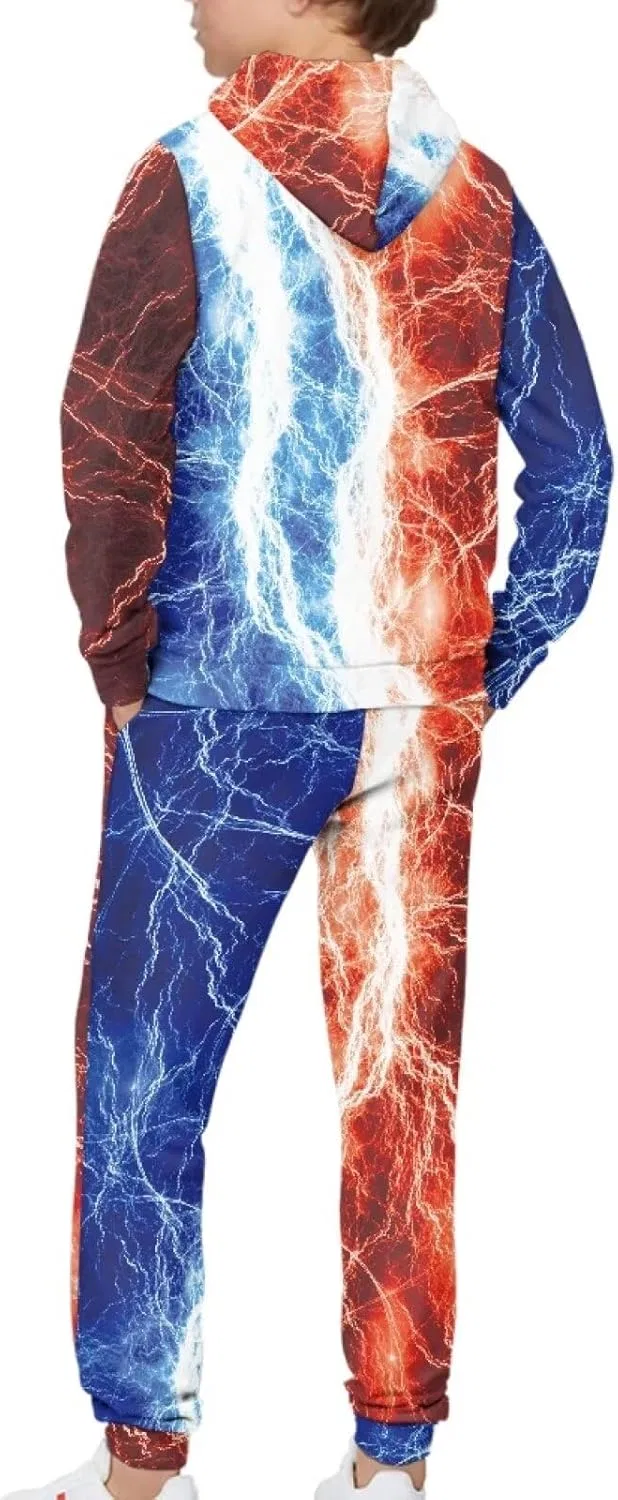 Детский спортивный костюм Uppodwarkid, толстовка и джоггеры, Red and Blue Lightning, 5-12 Y — фото 4