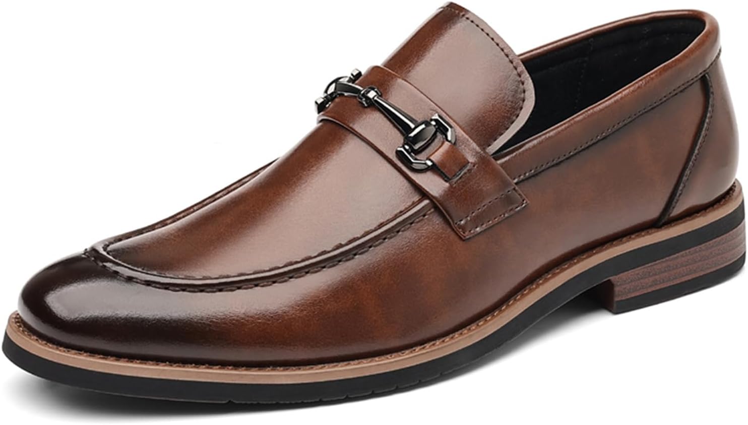 

Мужские лоферы из натуральной кожи с металлической декоративной пряжкой, деловые, с закругленным носком, низким каблуком-кирпичиком, нескользящие, для работы, свадьбы, офиса, выпускного или вечеринки Tixewsjh, коричневый