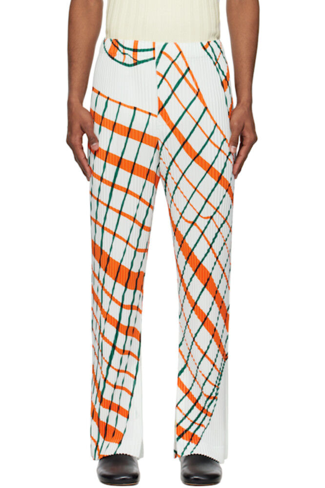 

Белые клетчатые брюки, продуваемые ветром HOMME PLISSÉ ISSEY MIYAKE