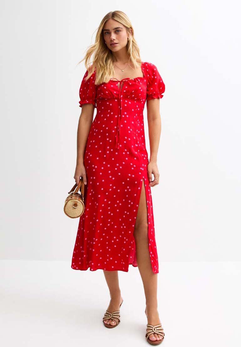 

Повседневное платье POLKA DOT MILKMAID MIDI New Look, цвет Red Pattern