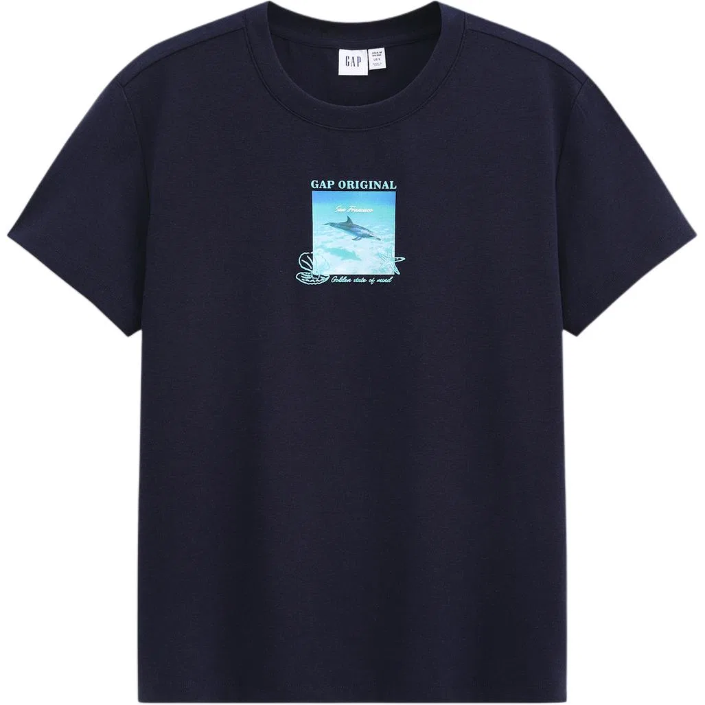 Футболка женская с круглым вырезом GAP Marine Blue