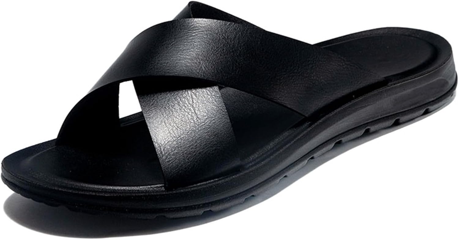 

Мужские кожаные шлепанцы Abborora, легкие слайдеры, удобные для дома и улицы, быстросохнущие летние тапочки, черный
