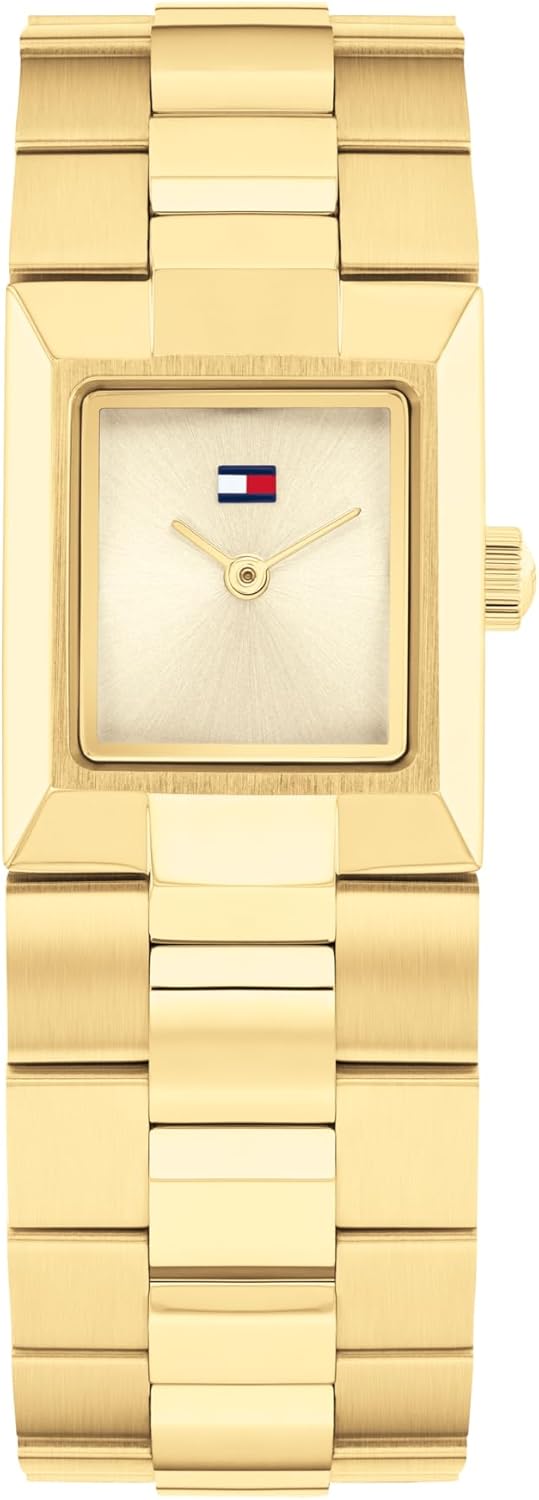 

Женские кварцевые часы Tommy Hilfiger 2H с браслетом - квадратный дизайн в стиле ювелирных изделий - водонепроницаемость 3 атм - элегантные и универсальные часы - подарок для нее - 20,5 мм, Gold Plated, Позолоченный, Женские кварцевые часы Tommy Hilfiger 