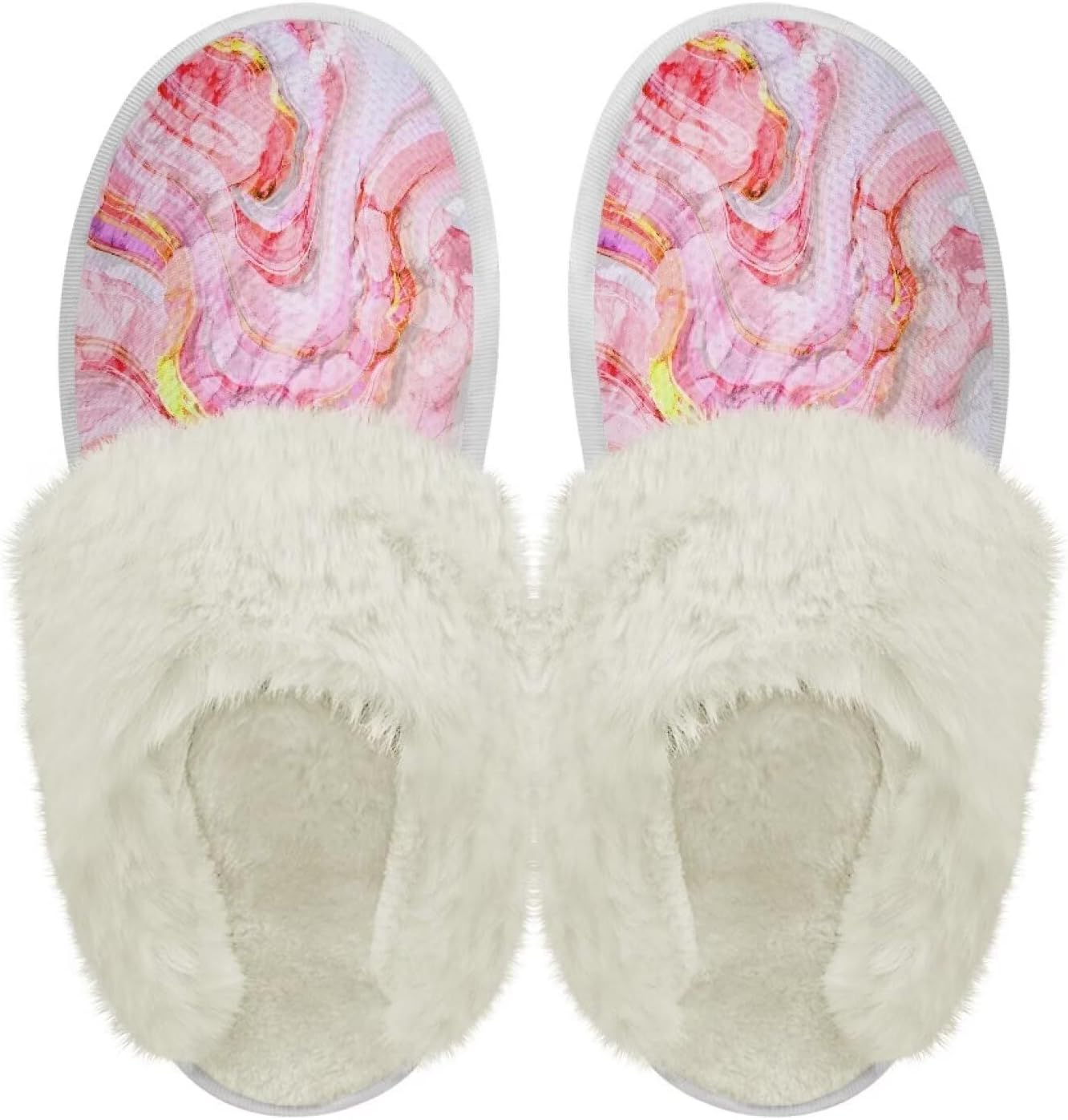 

Хлопковые тапочки PJHEQOXE с пушистыми краями, домашние тапочки для дома и улицы, хлопковые тапочки унисекс, розовый