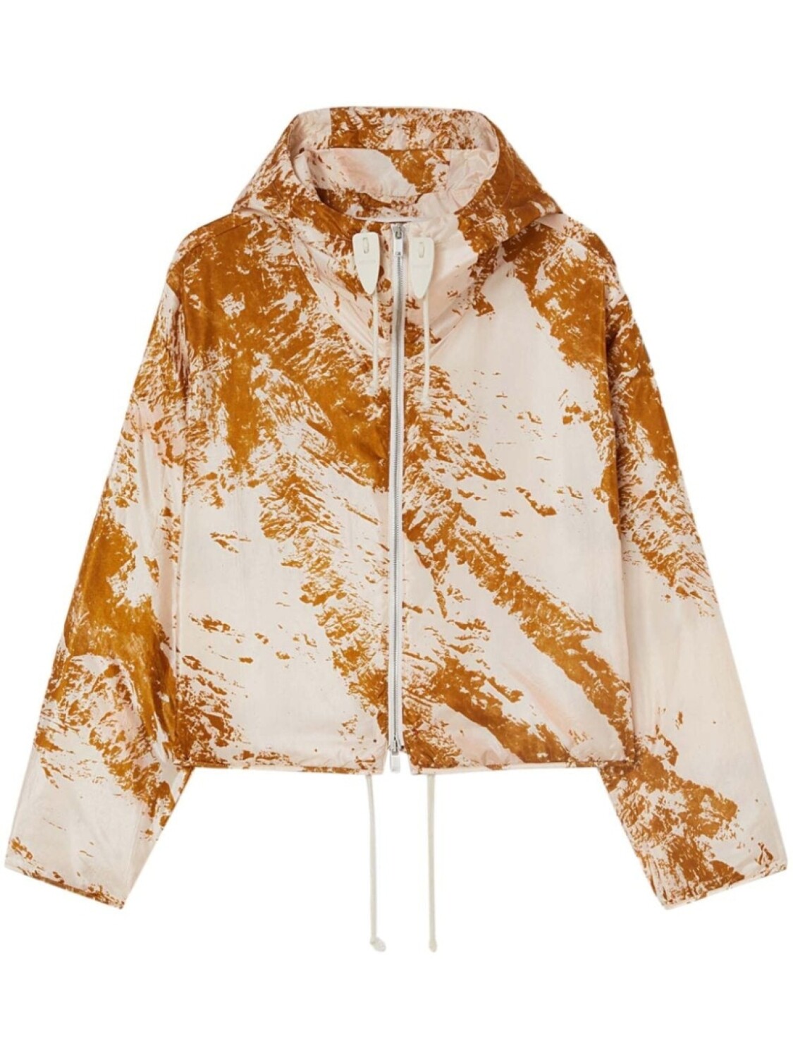 

Jil Sander куртка с капюшоном и абстрактным узором, нейтральный цвет