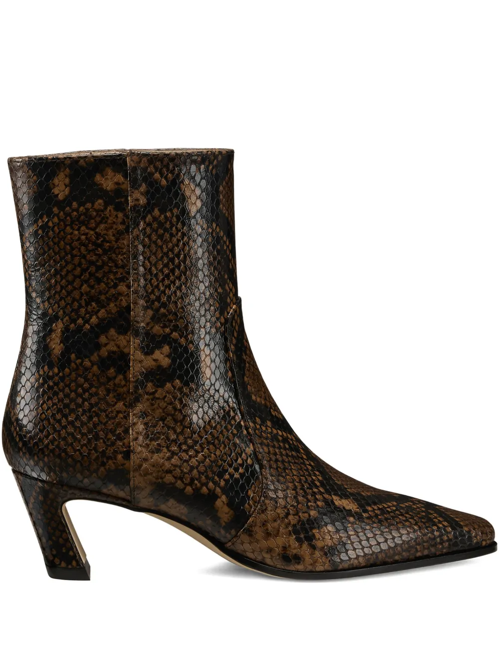 Ботинки Stassi с эффектом змеиной кожи, каблук 50 мм Stuart Weitzman, коричневый