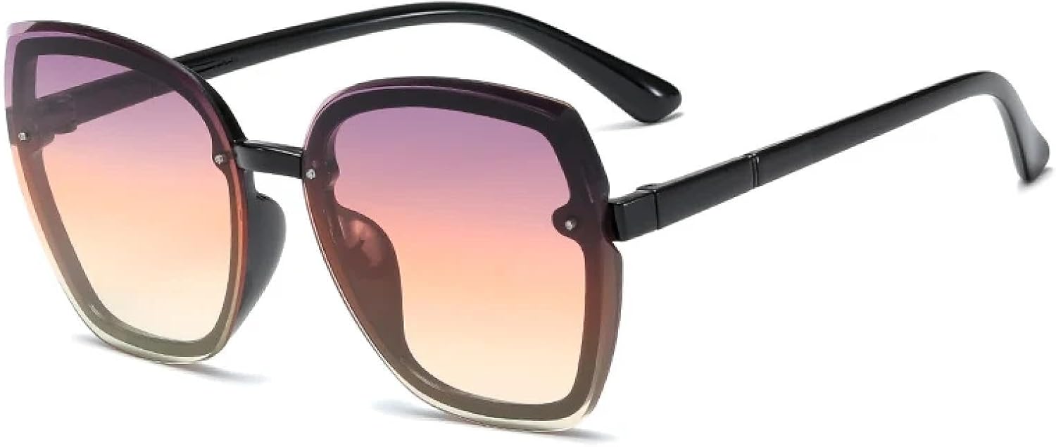 

Модные винтажные солнцезащитные очки в крупной оправе для женщин и мужчин, для активного отдыха на природе, летних путешествий, с защитой от УФ-излучения UV400 TKKTLLT, Black Purple Yellow