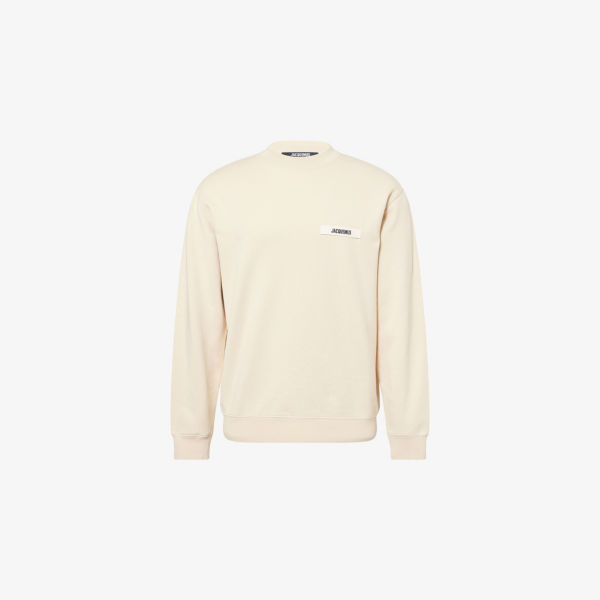 

Хлопковый джерси свитшот с круглым вырезом и рубчиком Jacquemus, бежевый