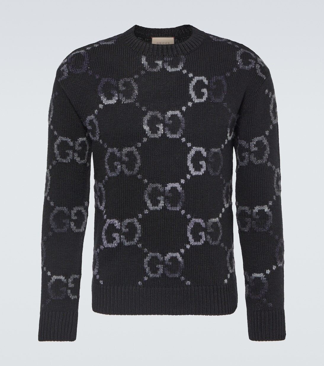 

Свитер с узором gg, интарсия, из смесовой шерсти Gucci, черный