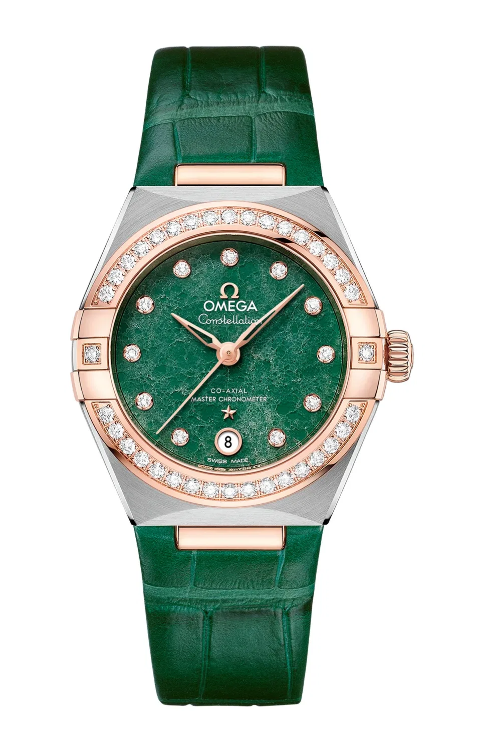 CONSTELLATION 29 ММ, СТАЛЬ-ЗОЛОТО SEDNA НА КОЖЕ - 131.28.29.20.99.001 OMEGA, синий