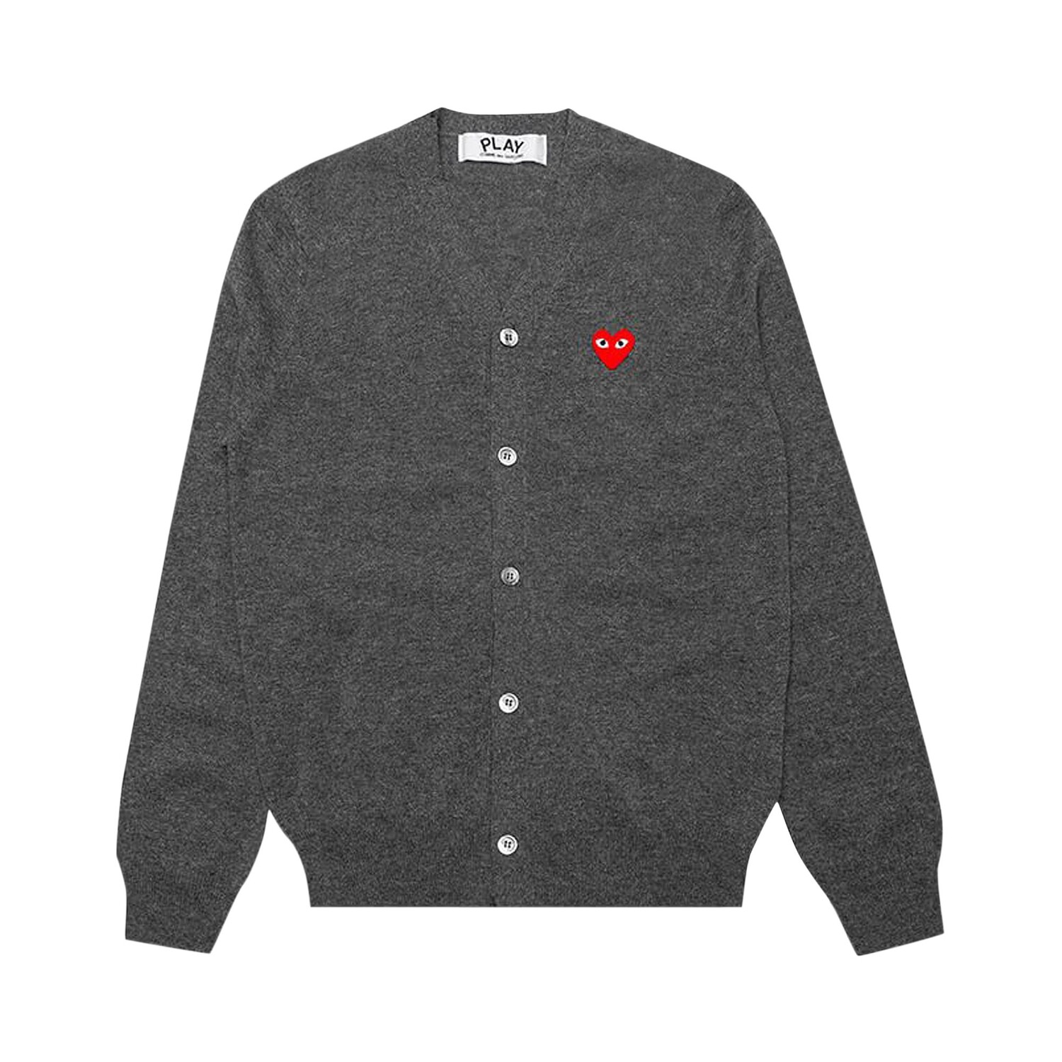 

Вязаный кардиган Comme des Garçons PLAY, красное сердце, серый цвет, Красный, Вязаный кардиган Comme des Garçons PLAY, красное сердце, серый цвет