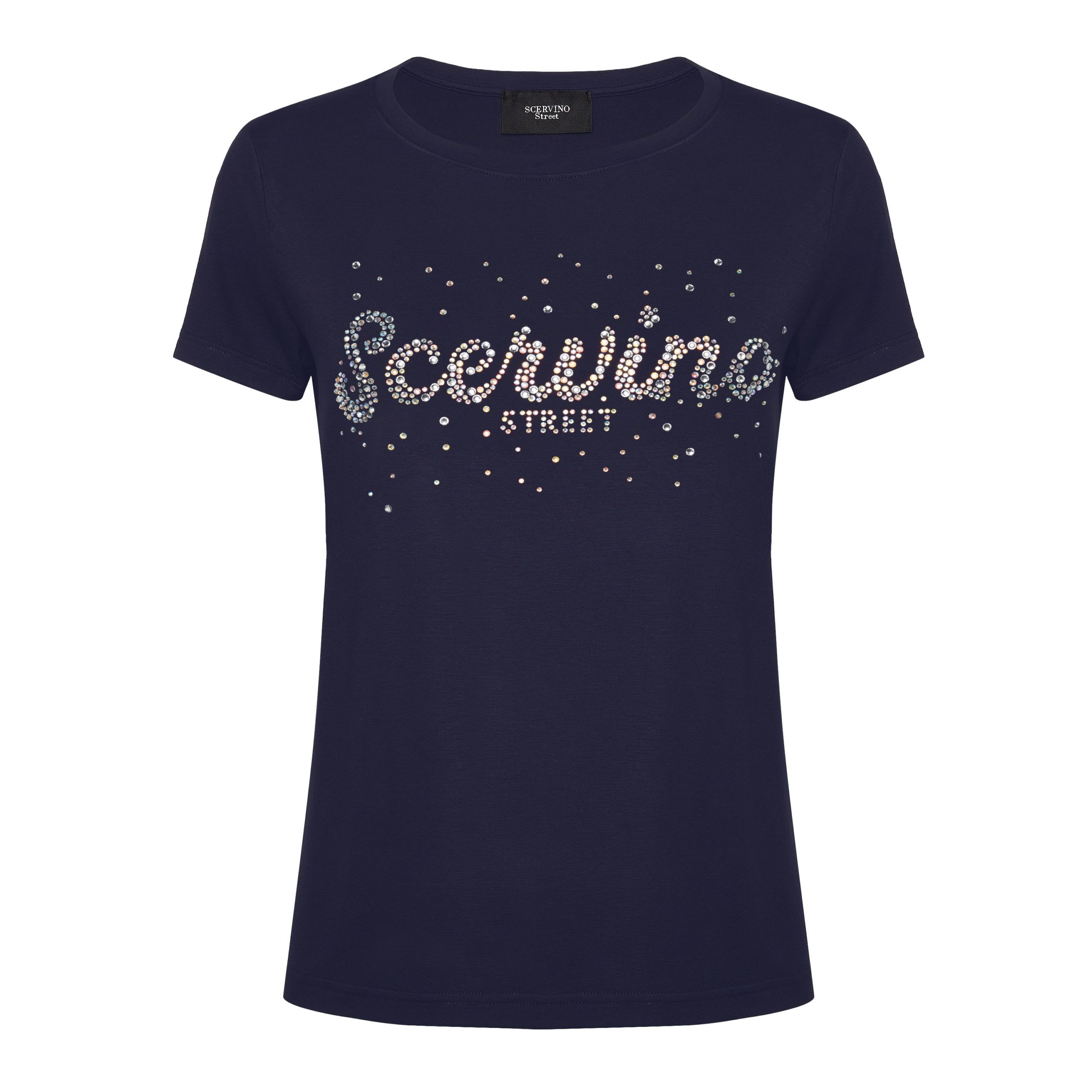 

Синяя хлопковая женская футболка Ermanno Scervino
