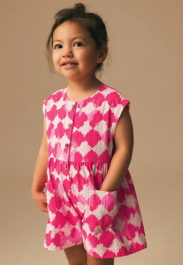 Комбинезон без рукавов стандартного кроя Next, Neon Pink Soft Checkerboard Print — фото 4