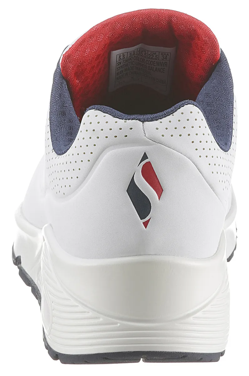 Кроссовки Skechers на танкетке "Uno - Stand on Air", с мелкой перфорацией, повседневная обувь, полуботинки, туфли на шнуровке, белый — фото 2
