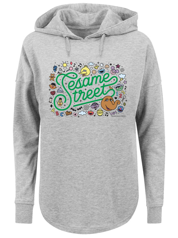 

Пуловер F4NT4STIC Oversized Hoodie Sesamstraße Collage Coloured, серый