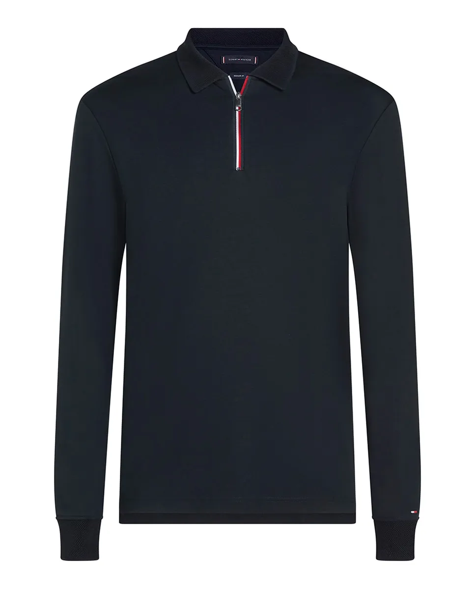 

Мужское поло с длинным рукавом, однотонное Tommy Hilfiger, темно-синий